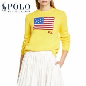 Polo Ralph Lauren Yellow Sweater with American Flag